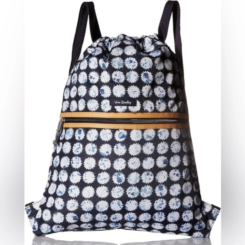 Vera Bradley Splash Dot Lighten Up Backsack Boho Watercolor Drawstring Backpack